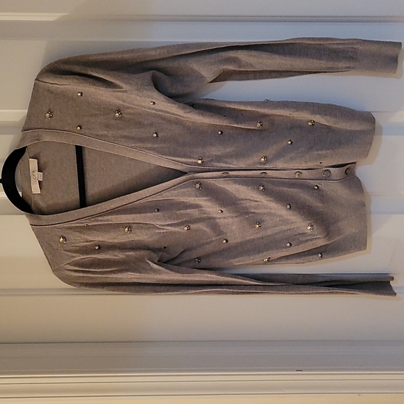LOFT Sweaters - Loft grey rhinestone cardigan small